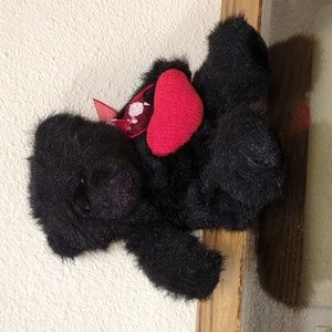 Small Black Teddy Bear with Red Heart
